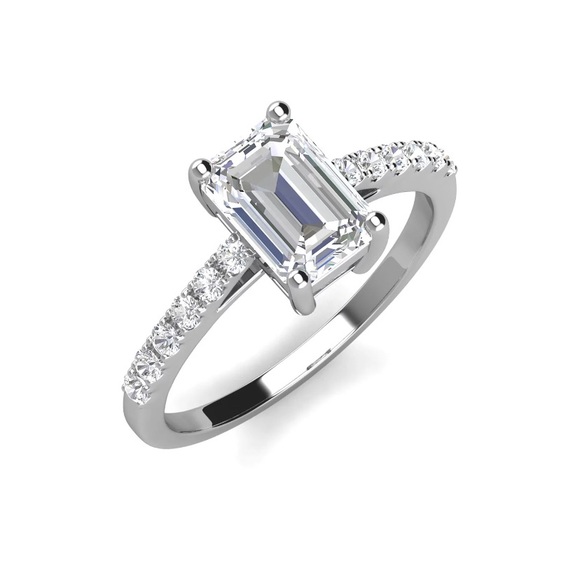 2Ct Emerald Cut GRA Moissanite Ring 18KGP S925 NEW - Picture 5 of 15